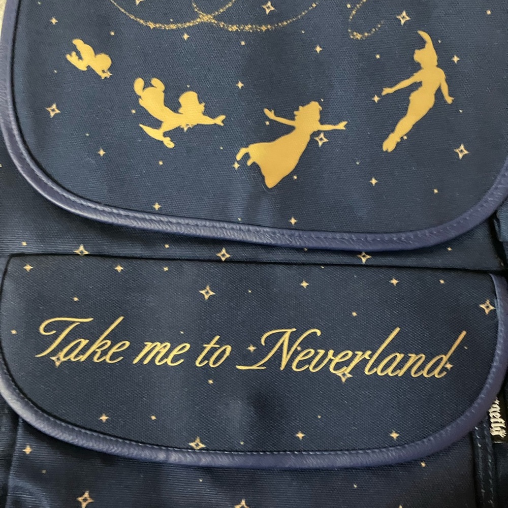 Disney Peter Pan loungefly Blue and Gold Backpack - Picture 3 of 10